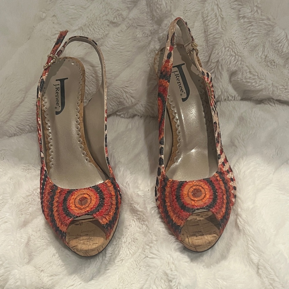 J.Renee Vibrant Patterned Peep-Toe Heels